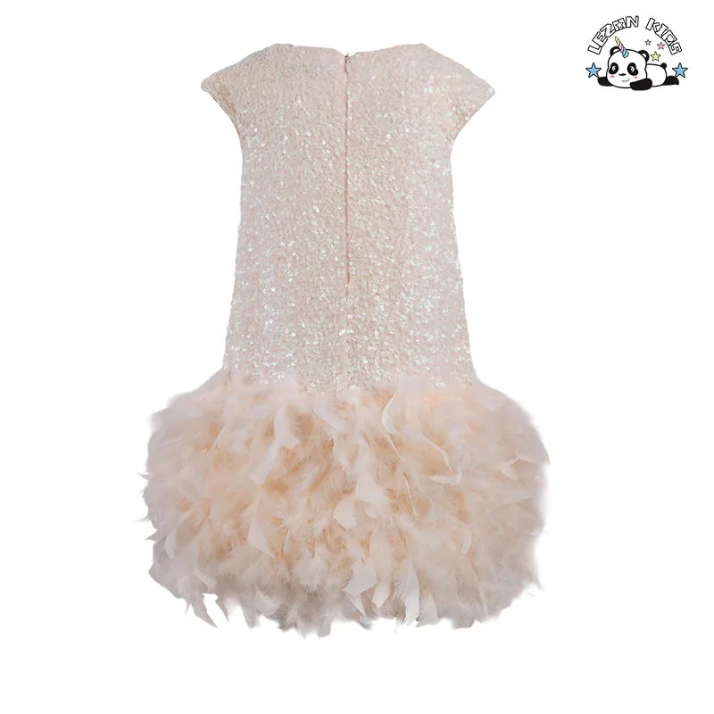 LEZONKIDS - Vestido de Tutu Sem Manga de Verão Personalizável para Meninas, Vestido de Lantejoulas Doce para Festa de Aniversário de Casamento de Princesa